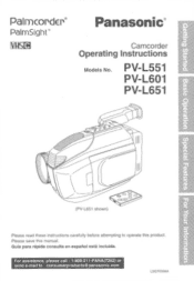 Panasonic PVL651 PVL551 User Guide