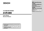 Denon AVR-890 Owners Manual - English