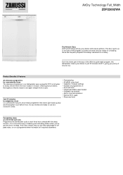 Zanussi ZDF22002WA Specification Sheet