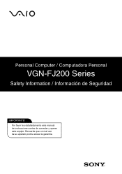 Sony VGN-FJ290P Safety