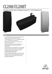 Behringer EUROCOM CL208T-WH Specifications Sheet