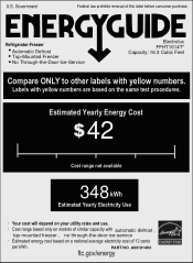 Frigidaire FFHT1614TW Energy Guide