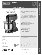 Waring WSM7L Specifications Sheet