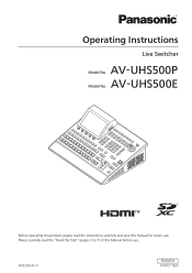 Panasonic AV-UHSM3G 4K Switcher Operating Instructions