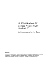 Compaq CQ58-bf0 2000 Notebook PC Presario CQ58 Notebook PC Maintenance and Service Guide
