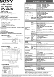 Sony VPLEW246 Specification Sheet (VPLEW246 Specification Sheet)
