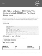 Dell Latitude 5280 BIOS Add-on for Mobile Thin Client and Latitude 5280 Mobile Thin Client Release Notes