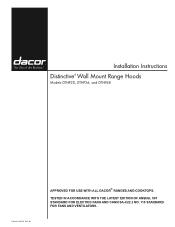 Dacor DTHP48 Installation Instruciton - Distinctive Wall Mount Range Hood