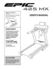 Epic Fitness 425 Mx Treadmill English Manual