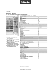 Miele K 2902 SF Product sheet