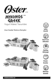 Oster Mykonos Greek Yogurt Maker User Guide
