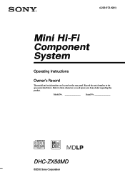 Sony DHC-ZX50MD Primary User Manual
