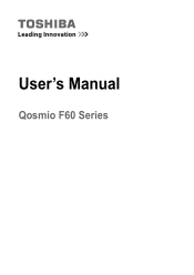 Toshiba Qosmio F60 Users Manual Canada; English