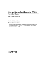 Compaq 230039-001 NAS Executor e7000 v1 - Quick Start Guide