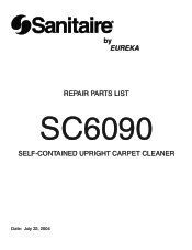 Eureka Sanitaire 9G Upright Carpet Extractor SC6090A Parts List