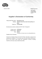 BenQ SW271C FCC SDoC Supplier s Declaration of Conformity-B