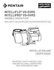 Pentair IntelliFlo VSSVRS Variable Speed Pump IntelliFlo VS SVRS IntelliPro VSSVRS Owners Manual English