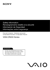 Sony VGN-CR240E Safety Guide
