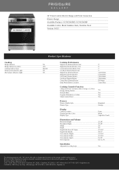 Frigidaire GCFE3060BF Product Specifications Sheet
