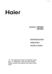 Haier HBF80 Operating Instructions