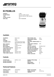 Smeg ECF02BLUS Product sheet
