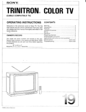 Sony KV-1981R Primary User Manual