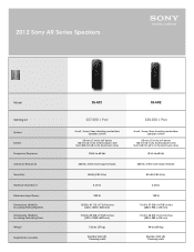 Sony SS-AR2 Marketing Specifications