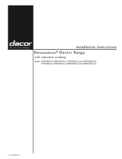 Dacor RNR30NIFS Installation Instructions