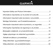 Garmin Nuvi 465T Important Product and Saftey Information (Multilingual)