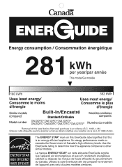 Haier DWL2825SDSS DWL Dishwasher Energy Guide Canada
