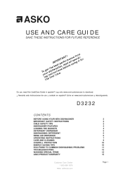 Asko D3232 User manual D3232 Use & Care Guide EN (Products Manufactured After 1/1/2008 2+1 Warranty)