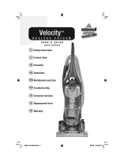 Bissell Velocity Bagless Upright Vacuum 3950 User Guide