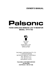 Palsonic TFTV760 Owners Manual