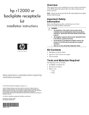 HP R12000/3 UPS R12000 XR Backplate Receptacle Kit Installation Instructions