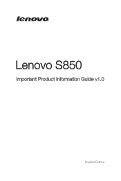 Lenovo S850 (Czech/English) Important Product Information Guide - Lenovo S850 Smartphone