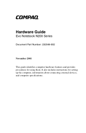 Compaq N200 Hardware Guide Evo Notebook N200 Series