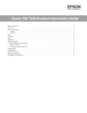 Epson TM-T20II Product Information Guide PIG