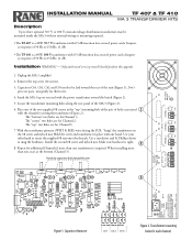Rane MT6 TF 407 & TF 410 Installation Manual for pre-2007 MA3 Amplifiers