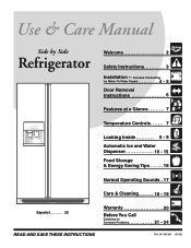 Frigidaire FRS6R5ESB - 26 cu. Ft. Refrigerator Manual