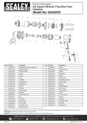 Sealey GSA6005 Parts Diagram