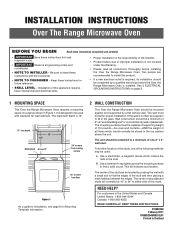 Frigidaire FGMV205KW Installation Instructions (All Languages)