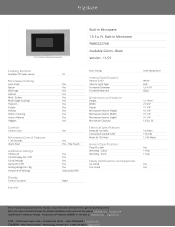 Frigidaire FMBS2227AB Product Specifications Sheet
