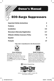 Tripp Lite TLP808NETG Owner's Manual for ECO Surge Suppressors 933114