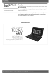 Toshiba A50 PT641A-018017 Detailed Specs for Tecra A50 PT641A-018017 AU/NZ; English