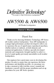 Definitive Technology AW5500 AW5500/AW6500 Manual