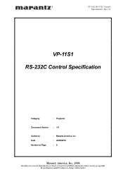 Marantz VP-11S1 VP11S1 RS232c Command Codes
