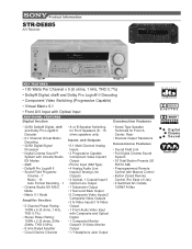 Sony STR-DE885 Marketing Specifications