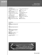 Sony CDX-GT200 Marketing Specifications