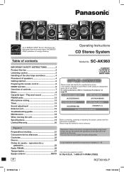 Panasonic SCAK960 Cd Stereo System