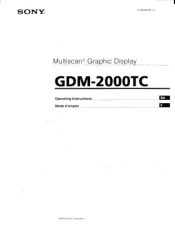Sony GDM-2000TC Operating Instructions  (primary manual)